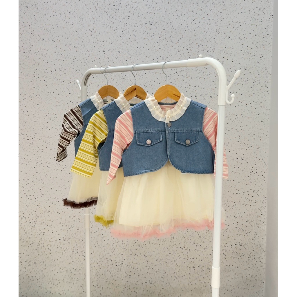 Little Bonita - Denim Vest with Tulle Dress / Terusan Anak Perempuan