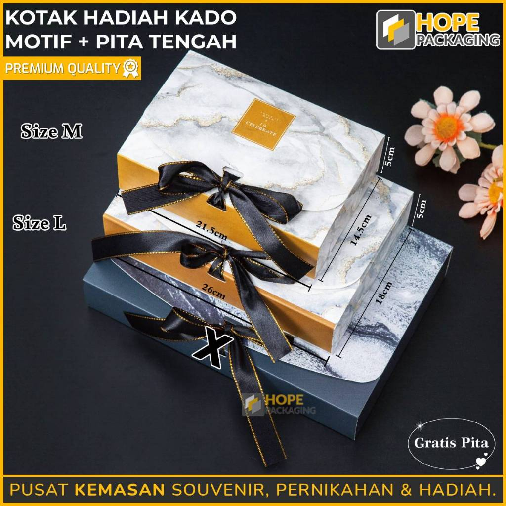 

Kotak Kado / Hadiah Kado Motif + Pita Tengah / Box Ultah / Gift