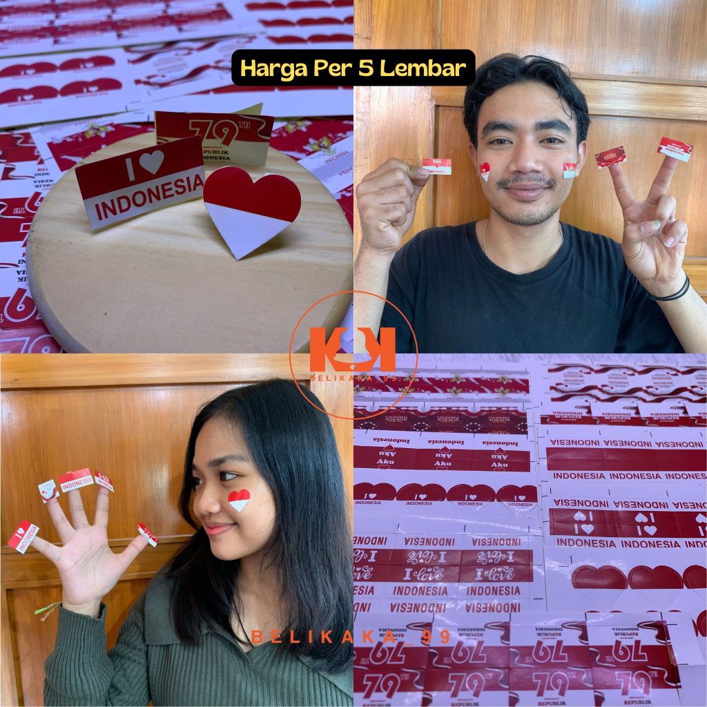 

(5 LEMBAR) STICKER PIPI MERAH PUTIH ISI 30 DAN 32 PCS HUT KEMERDEKAAN RI / STIKER 17 AGUSTUSAN