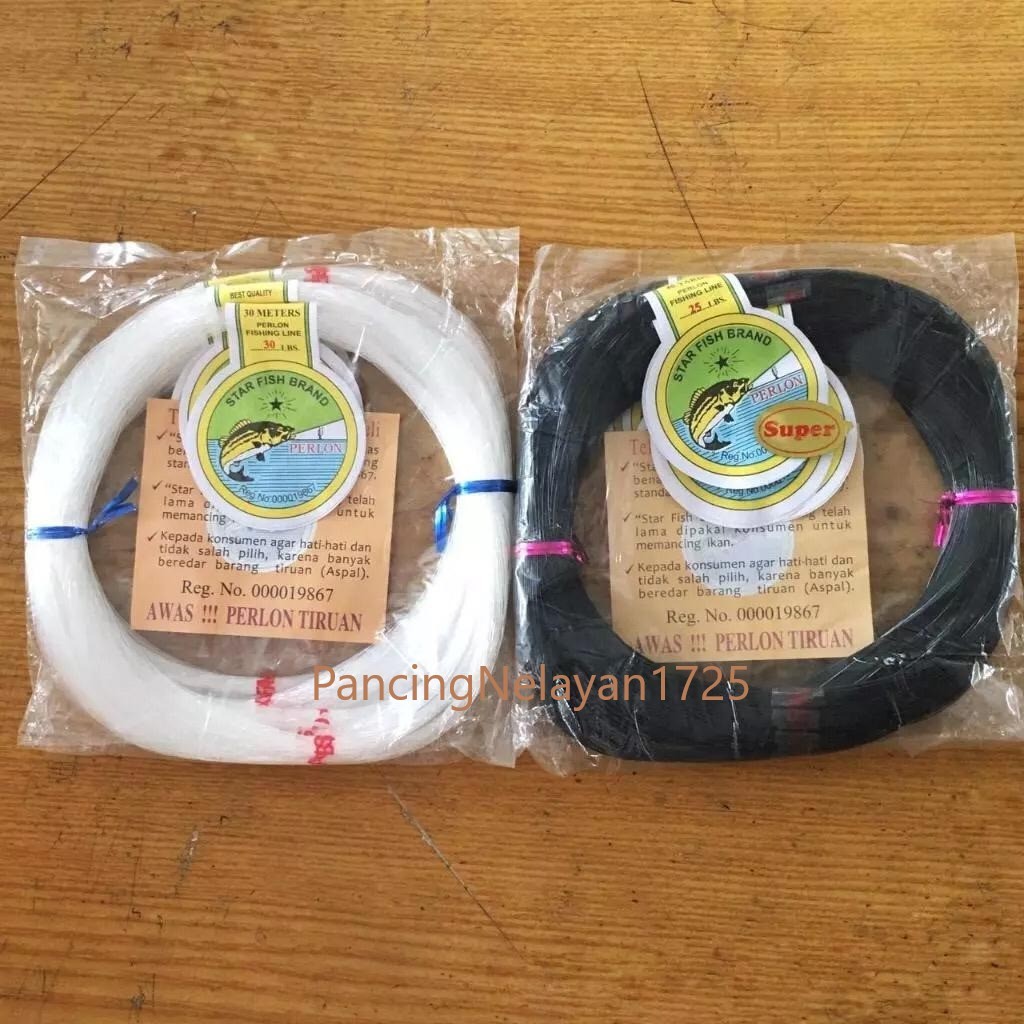 Senar Perlon / Senar Pancing Perlon  (20-30Lb) Putih 300m dan Hitam 400yards