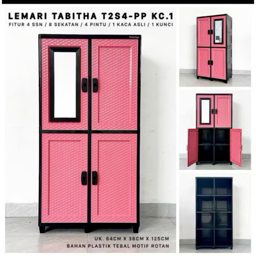 Lemari Tabitha Kaca|Lemari Plastik+Kaca|Lemari Tabitha Susun 4