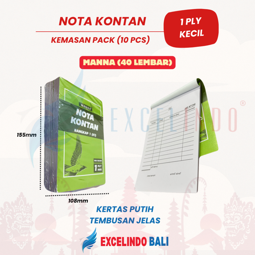 

(ISI 10 BUKU) Nota Kontan 1 ply HVS HARGA GROSIR merk Manna PREMIUM QUALITY