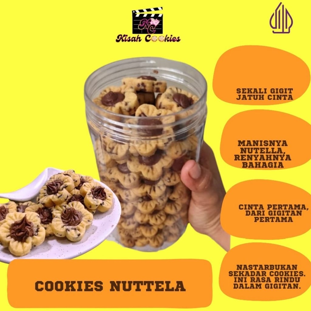 

Nuttela cookies cookies paling laris karna perpaduan cookies dan selai nutela ukuran Toples 600ML