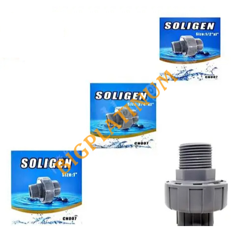 Watermur Drat Luar Soligen 1"x1" CN007 07 Water Mur PVC Pompa Air Plastik Union Fitting 1" x 1" Inch