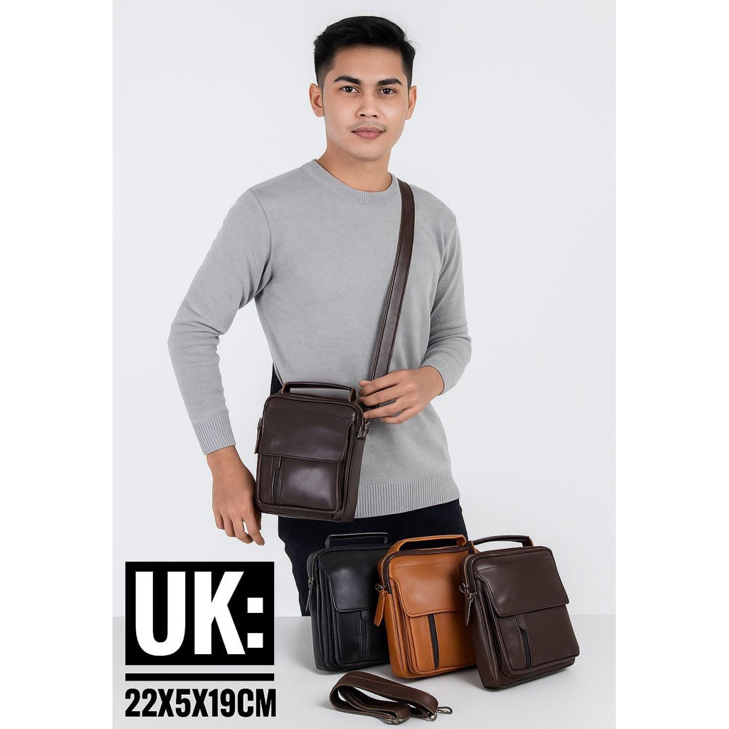 TAS PRIA HANDBAG SELEMPANG KULIT SAPI ASLI GARUT SUKAREGANG PAPIRUT LEATHER