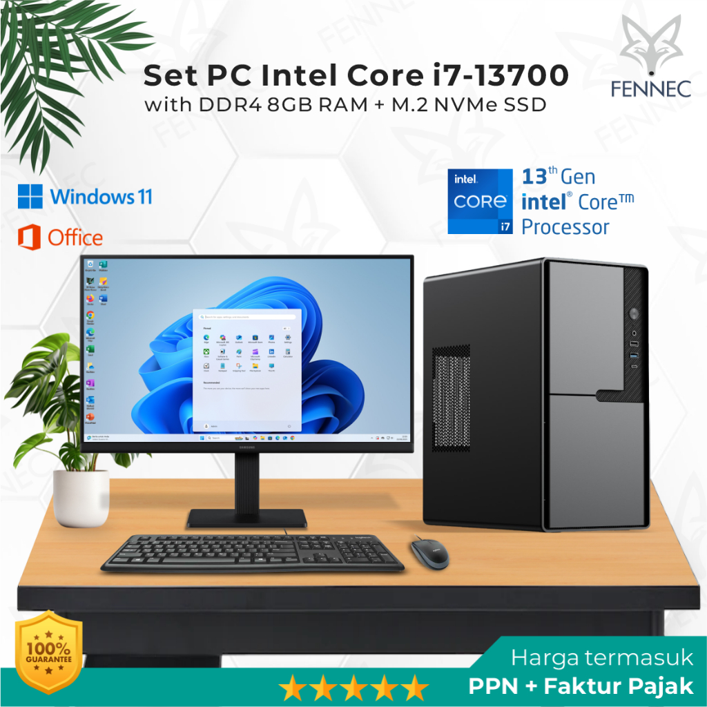 Set PC Komputer Intel Core i7-13700 Gen-13 RAM 8GB SSD Rakitan Office
