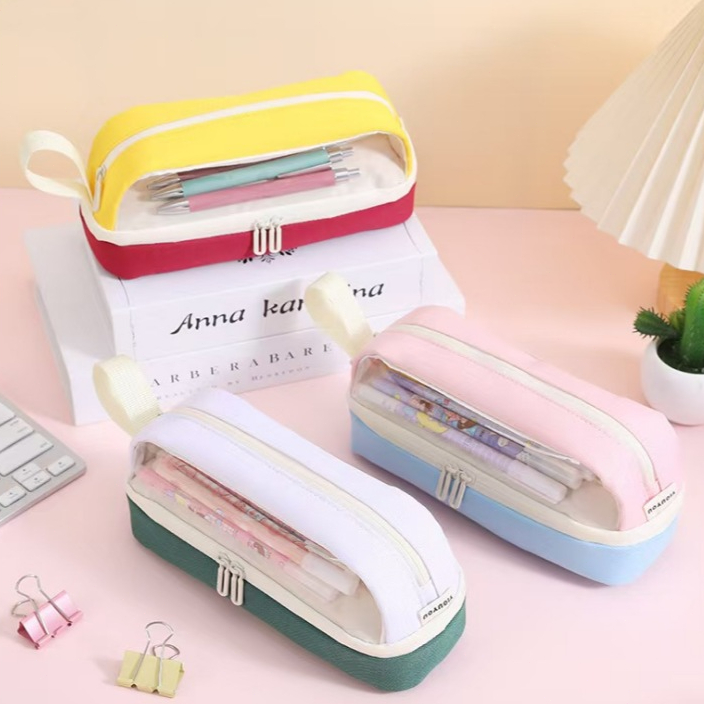 

Simple round and large capacity transparent pencil case, primary and secondary school stationery bag