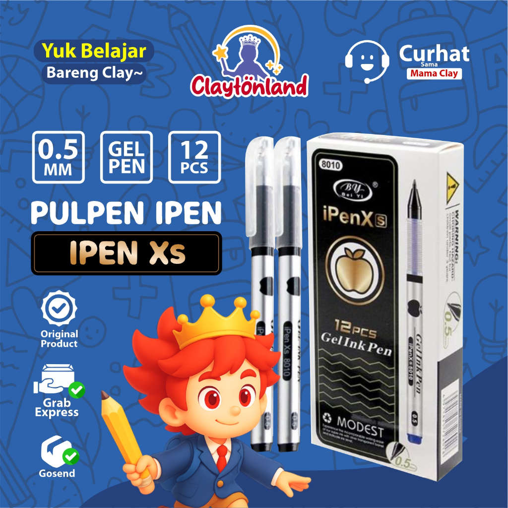

Pulpen Gel Apel Eselon 8010 12 Pcs Ballpoint Gel Eselon Hitam 0.5mm iPen Gel