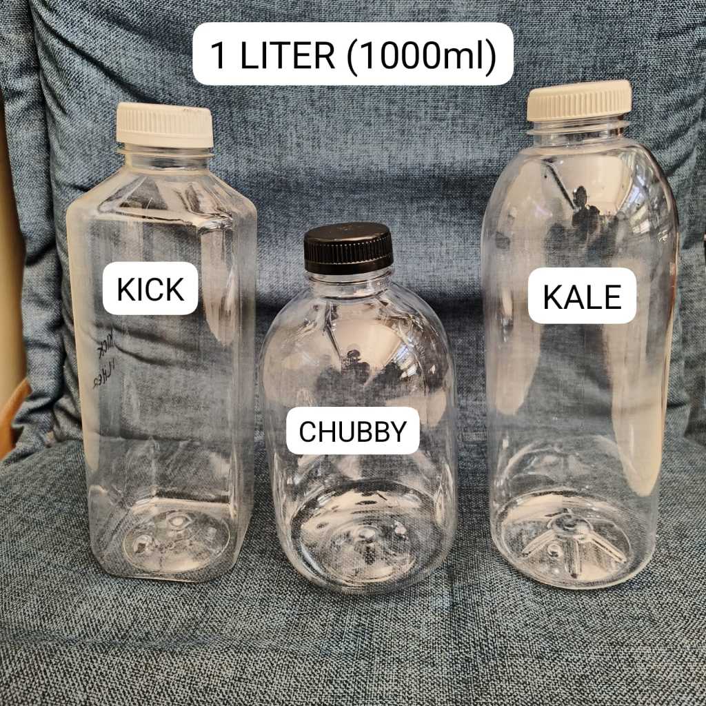 (INSTAN) Botol KALE 1 liter / KICK KOTAK / Botol Bulat CHUBBY GENDUT GEMOY 1000 ML 45 Gram / Botol P