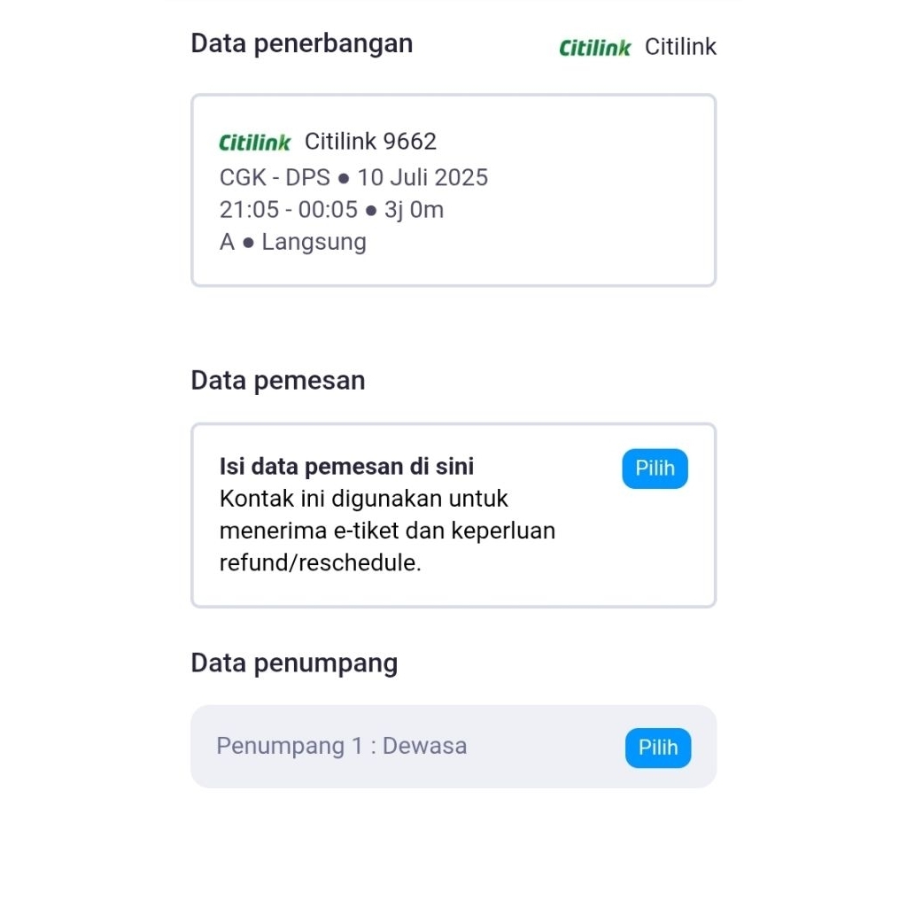 Booking tiket pesawat Jakarta(Bandara Sukarno Hatta) - Bali( Denpasar)