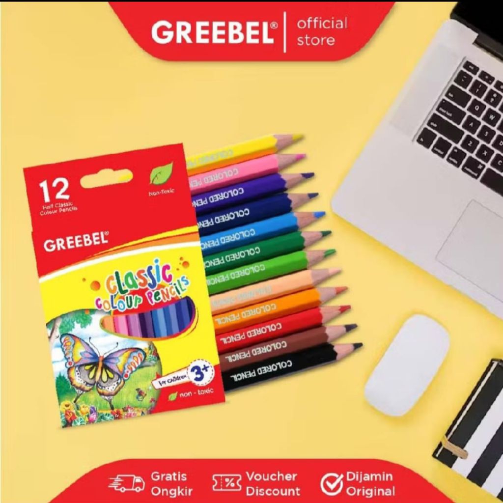 

Crayon/oil pastels Greebel Half Classic 12 Warna 3012 Pendek