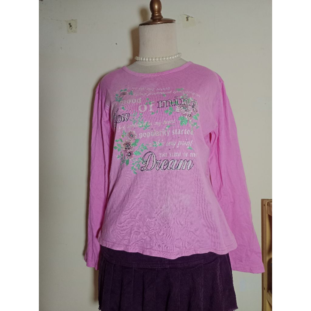 y2k long Sleeve shirt kawaii pink core graphic tee