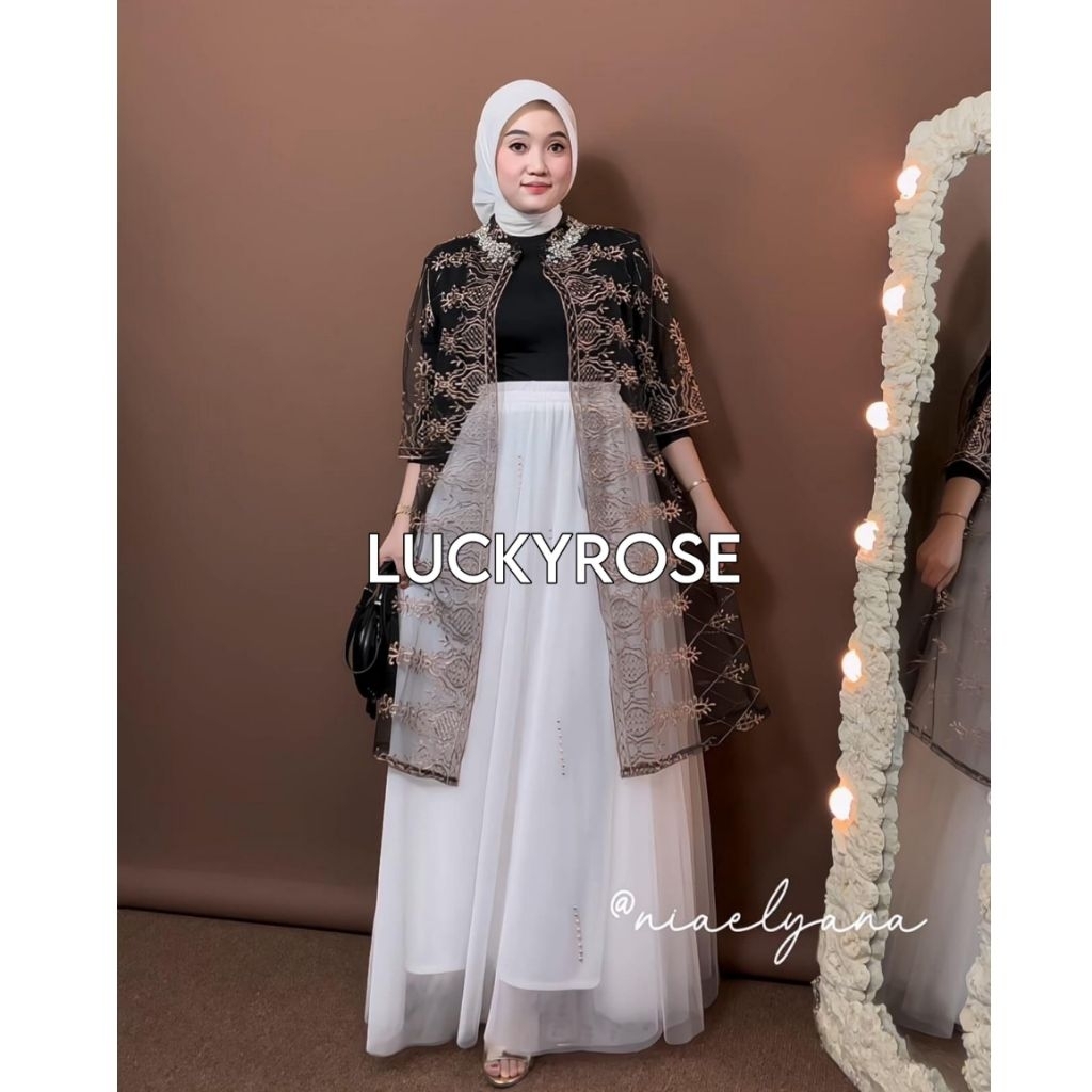 Meluna Outer Tunik Tille Brukat Cardigan Brokat Lengan Pendek Outer Vest Rompi Tile atasan outher br
