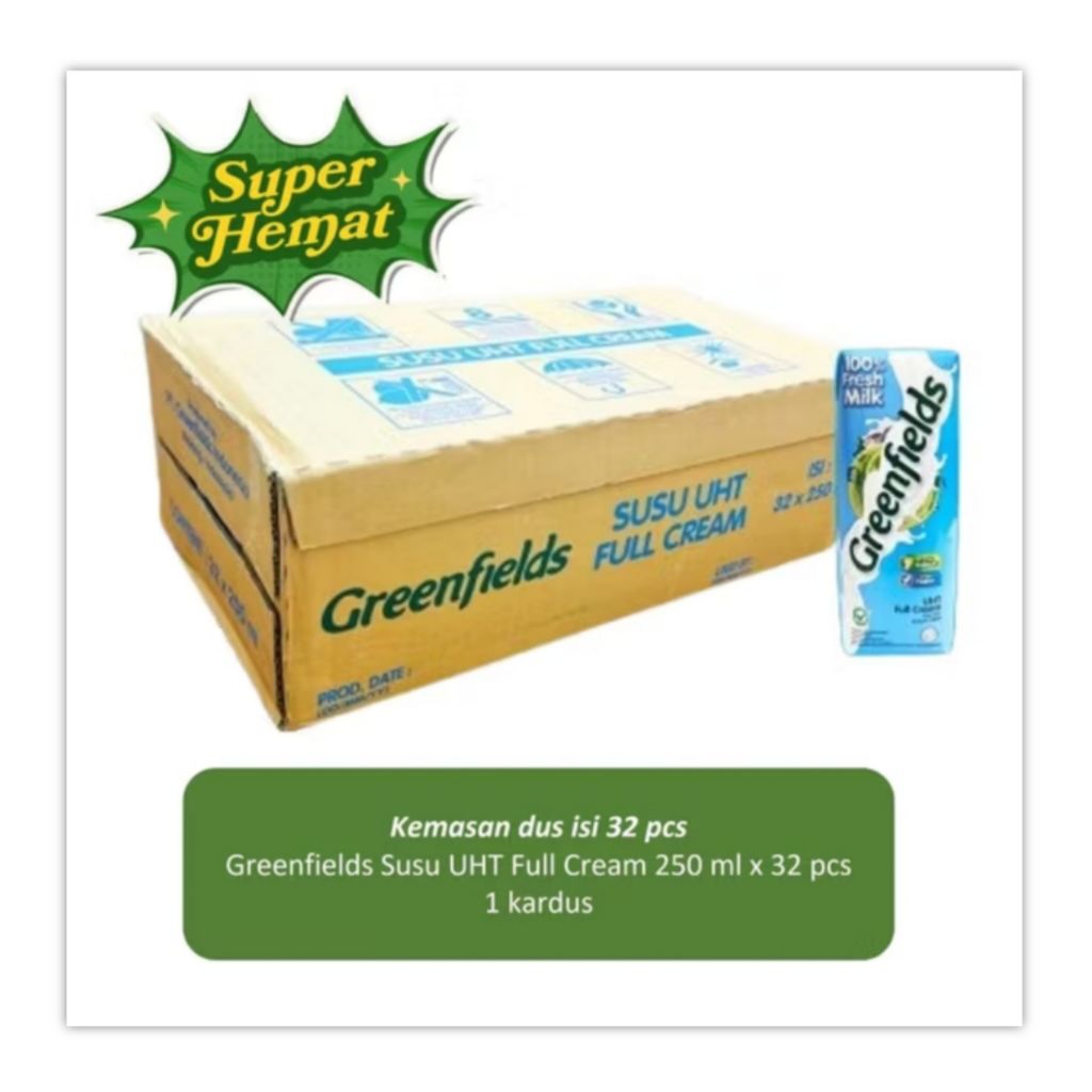 

Greenfields Full Cream Susu UHT kotak 32 x 200 ml