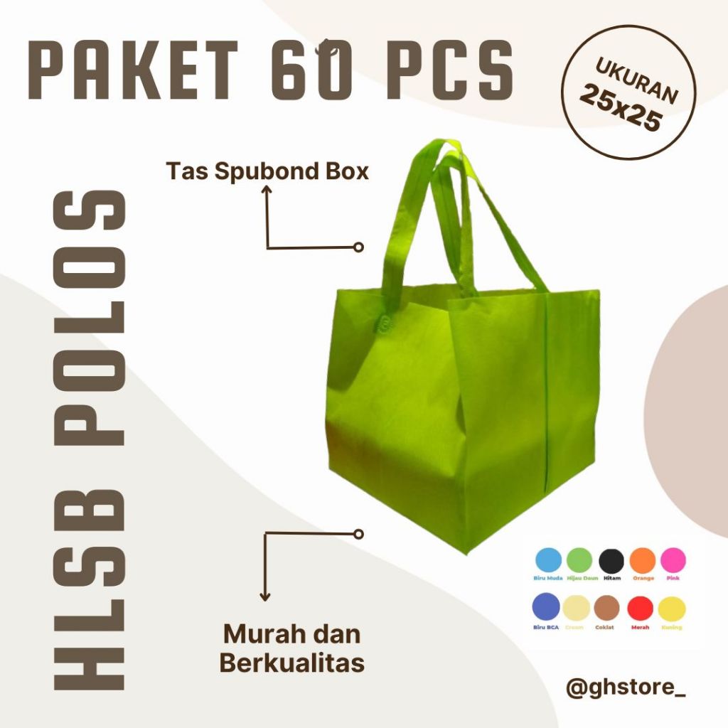 

Tas Spunbond Goodiebag Kotak Nasi 25 x 25 Tas Hajatan Lipat Samping Nasi Kotak Murah ( Isi 60 PCS ) PAKET HEMAT