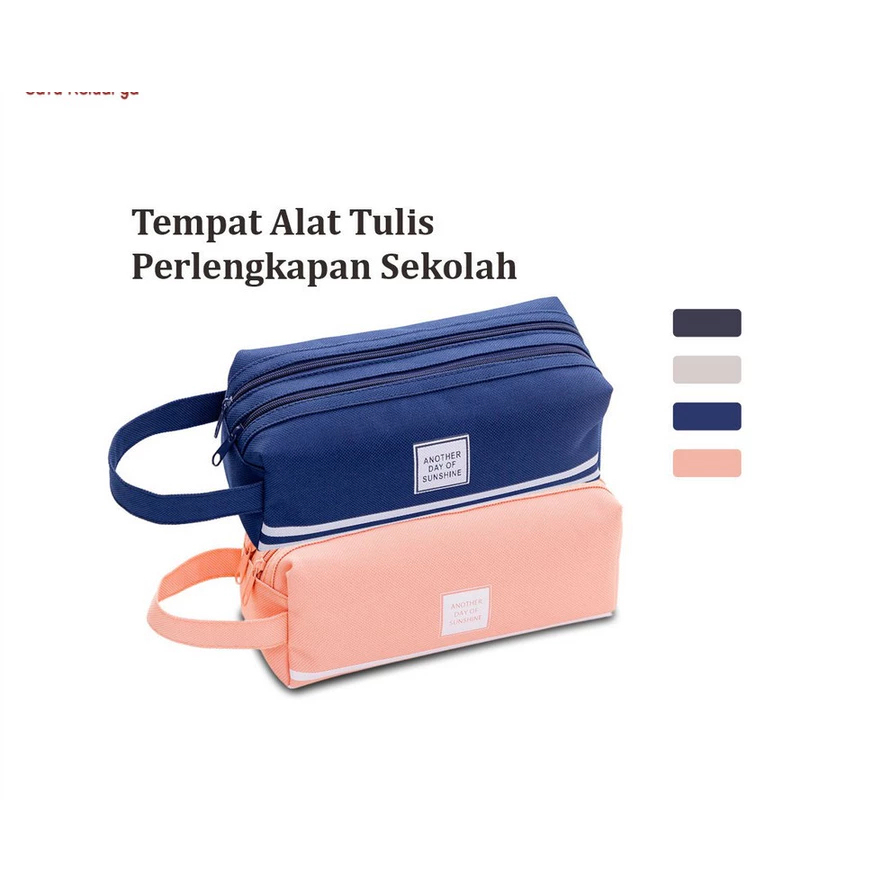 

Tempat Alat Tulis Perlengkapan Sekolah 2 Sisi Kotak Pensil Tempat Bolpen Dompet Pensil Stationery