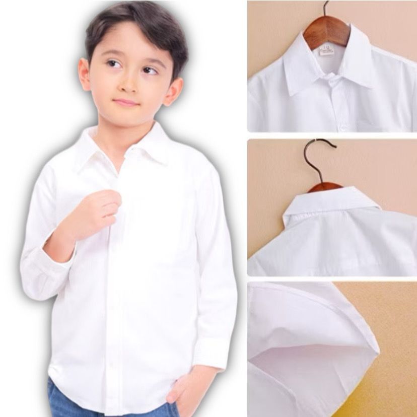 LANGSUNG KIRIM KEMEJA PUTIH ANAK LENGAN PANJANG - KEMEJA ANAK LAKI LAKI LENGAN PANJANG - KEMEJA PUTI