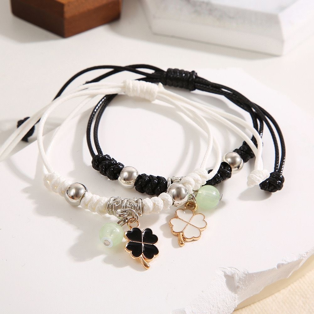 COD 2Pcs Gelang Couple Pasangan Gelang Bercahaya Tenun Pasangan Gelang Hitam Tali Wanita Pria