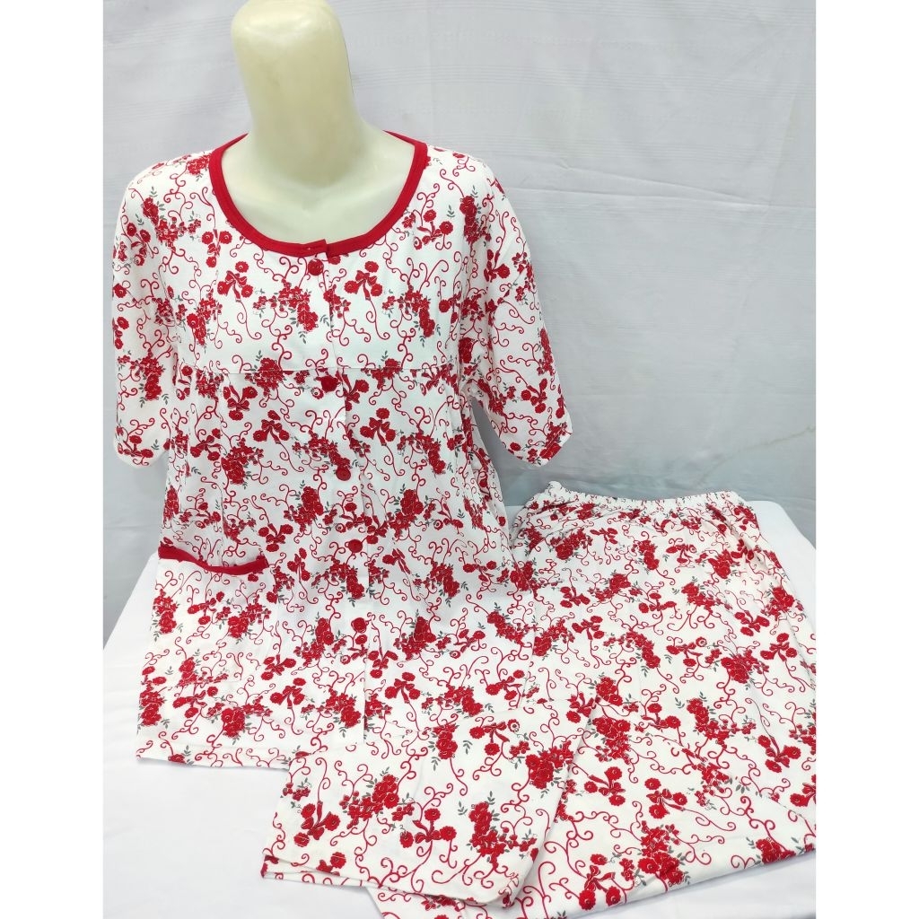 BKH XXL(2L) Kancing Full Kaos St.Piyama Celana Panjang - Tangan Pendek
