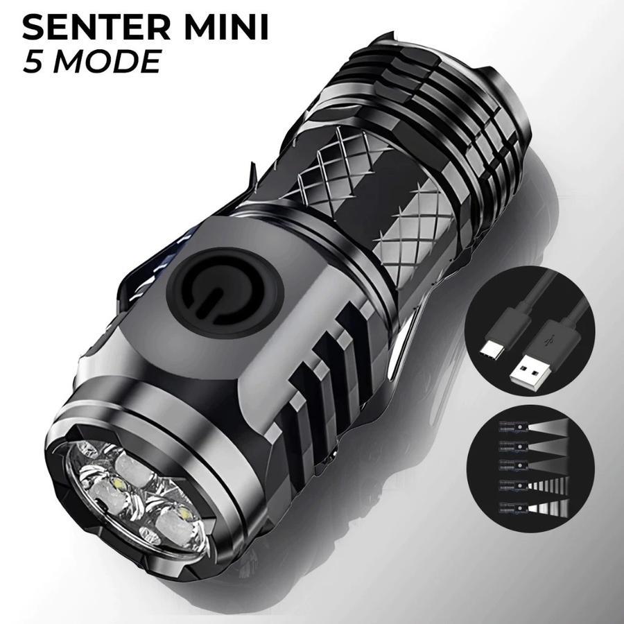 NEW Senter LED Super Terang Senter Mini Senter Swat Senter 3 LED Lampu Senter SWAT Mini 5 Mode Cas M