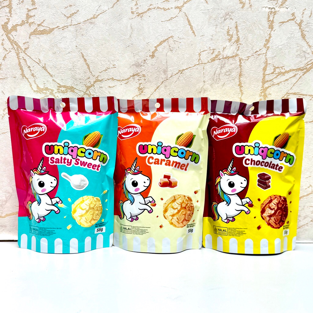 

Naraya Uniqcorn Popcorn Berondong Jagung Caramel Chocolate Sweet Salty