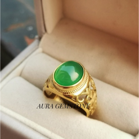 Cincin Batu Pria Green Chalceeony / Hijau garut Super mewah Termurah