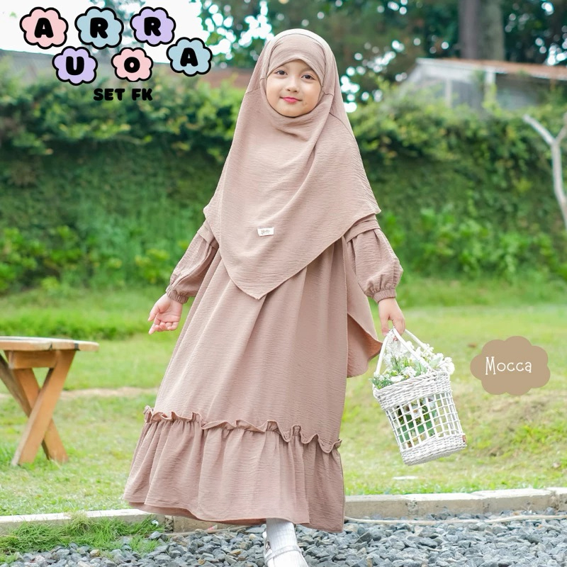 bestpromo sy- gamis anak perempuan / set gamis anak aurora m l xl xxl / gamis anak perempuan crincle