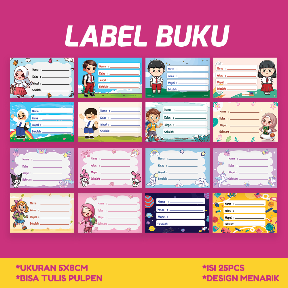 

Stiker Label Buku Pelajaran 25pcs Karakter Anak
