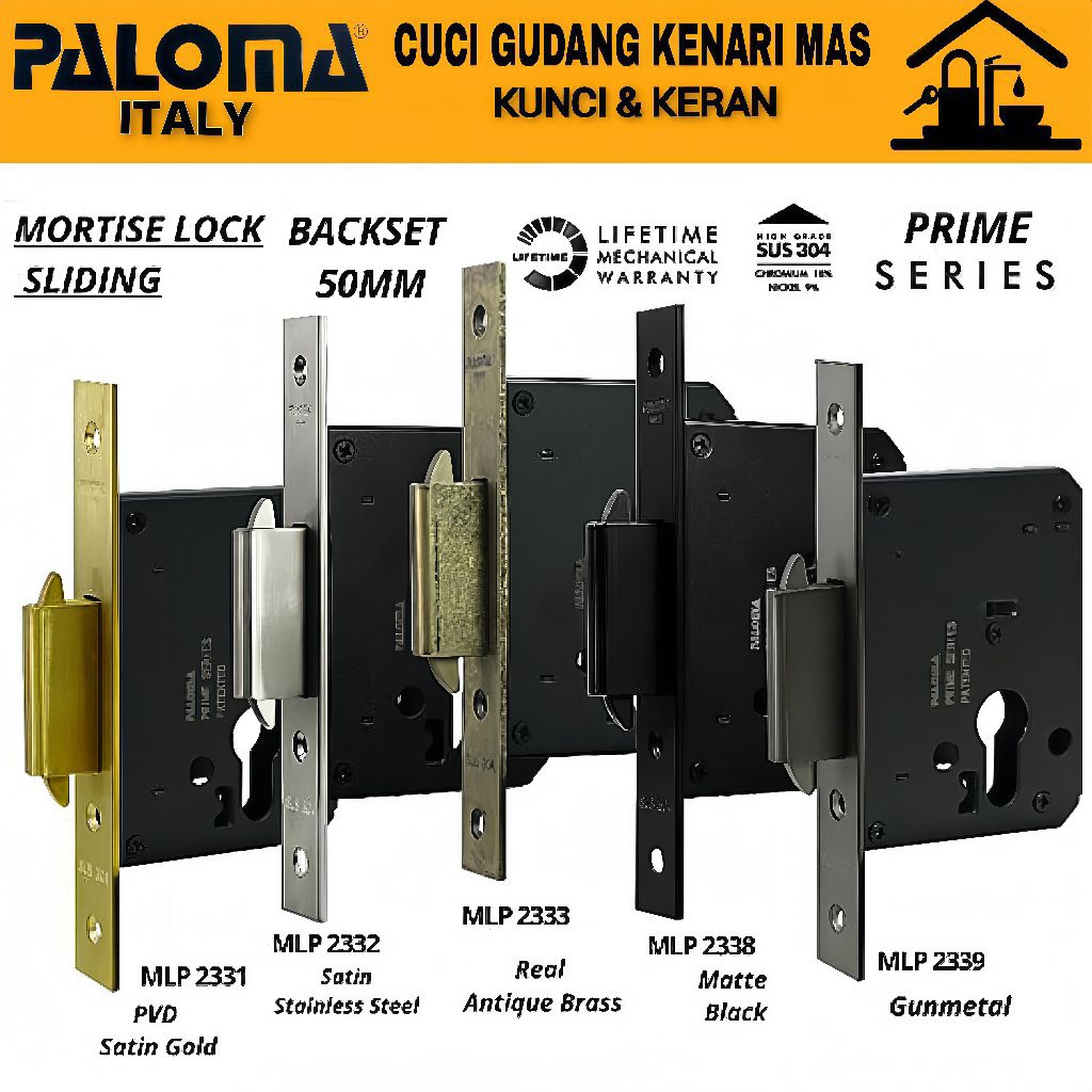 PALOMA MLP 2331 2332 2333 2338 2339 Body Kunci Pintu Sliding Backset 50mm 5cm 5 cm Prime Series Mort