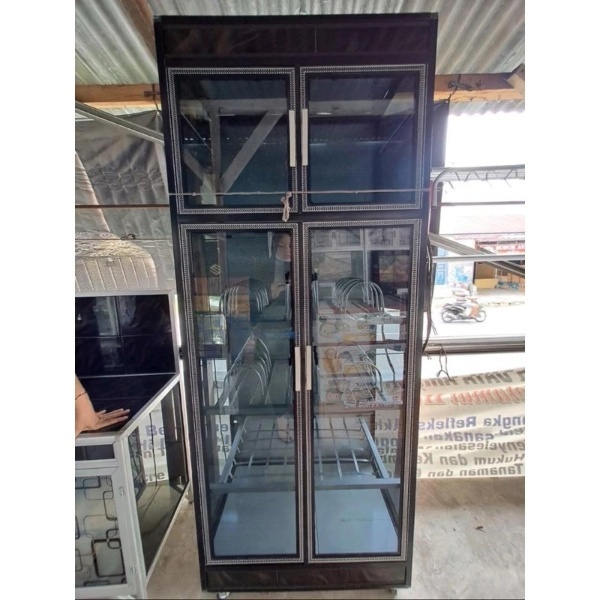 Rak piring fullbox 2 pintu terbaru kaca riben/rak piring 2 pintu full tertutup/rak piring 2 pintu al