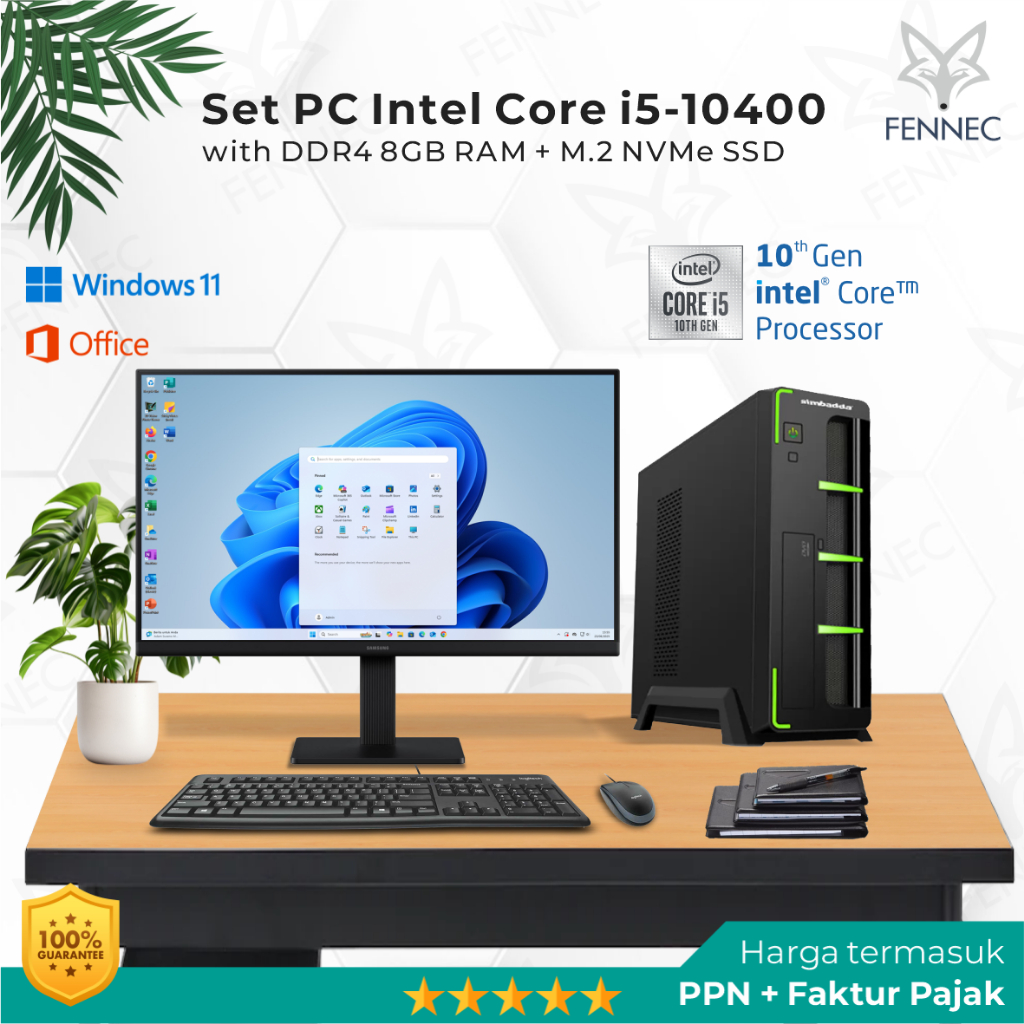 Set PC Slim Intel Core i5-10400 Gen-10 RAM 8GB SSD Rakitan Office