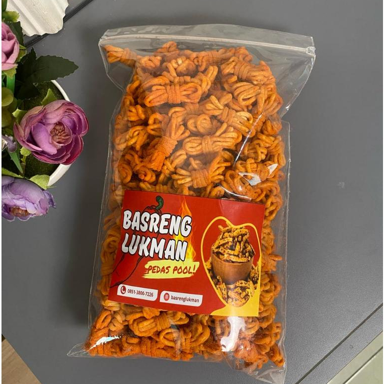 

basreng lukman_mie gulung kering pedas gurih pedas manis kriuk renyah kemasan kumplit