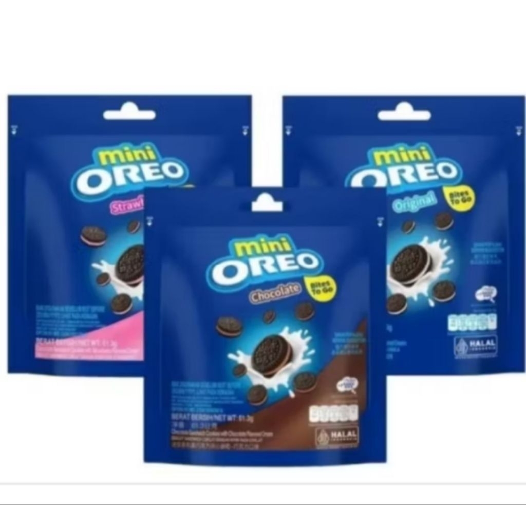

Oreo Mini Go Pack Coklat/ vanilla Kemasan pouch 61,3 gr