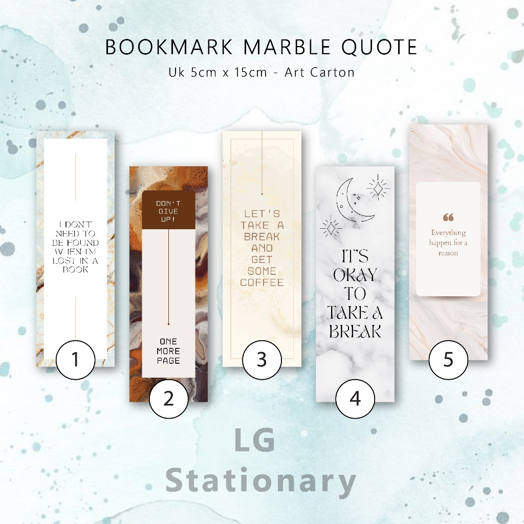 

Pembatas Buku Marble Quotes / Bookmark 5 x 15 (Set)