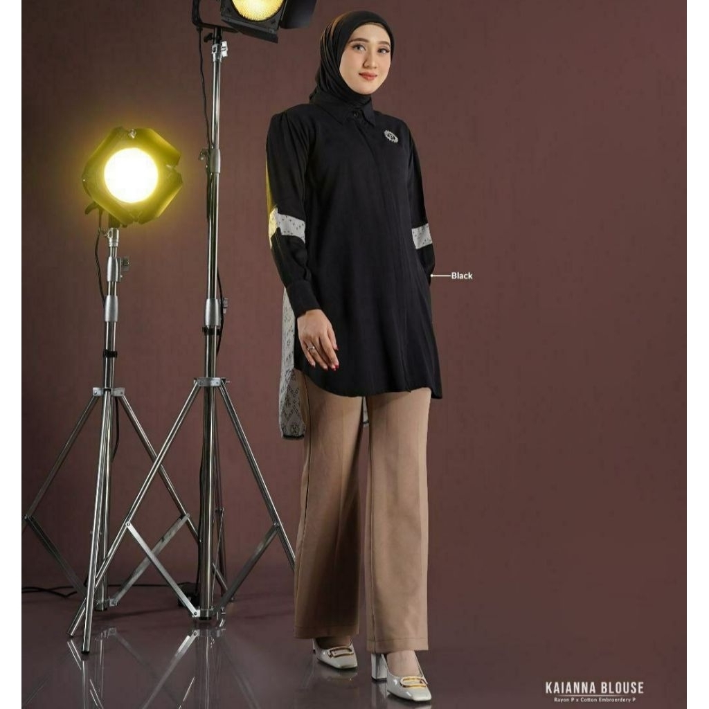 Nadheera Luxury - Kaianna Blouse Atasan Wanita Rayon Premium Cotton Embroidery Busui Friendly