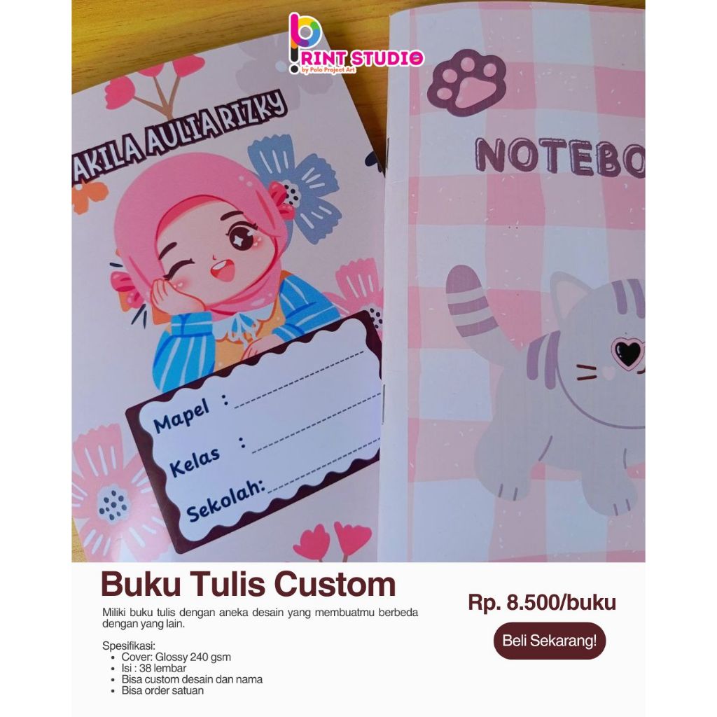 

Buku Tulis Sekolah Custom Nama