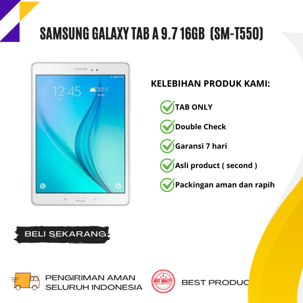 Samsung Galaxy Tab A 9.7 16GB  (SM-T550) Wifi Only Second ORIGINAL