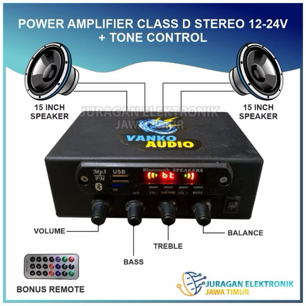 POWER AMPLIFIER CLASS D + MP3 BLUETOOTH+ TONE CONTROL MINIATUR SOUND STEREO HOREG