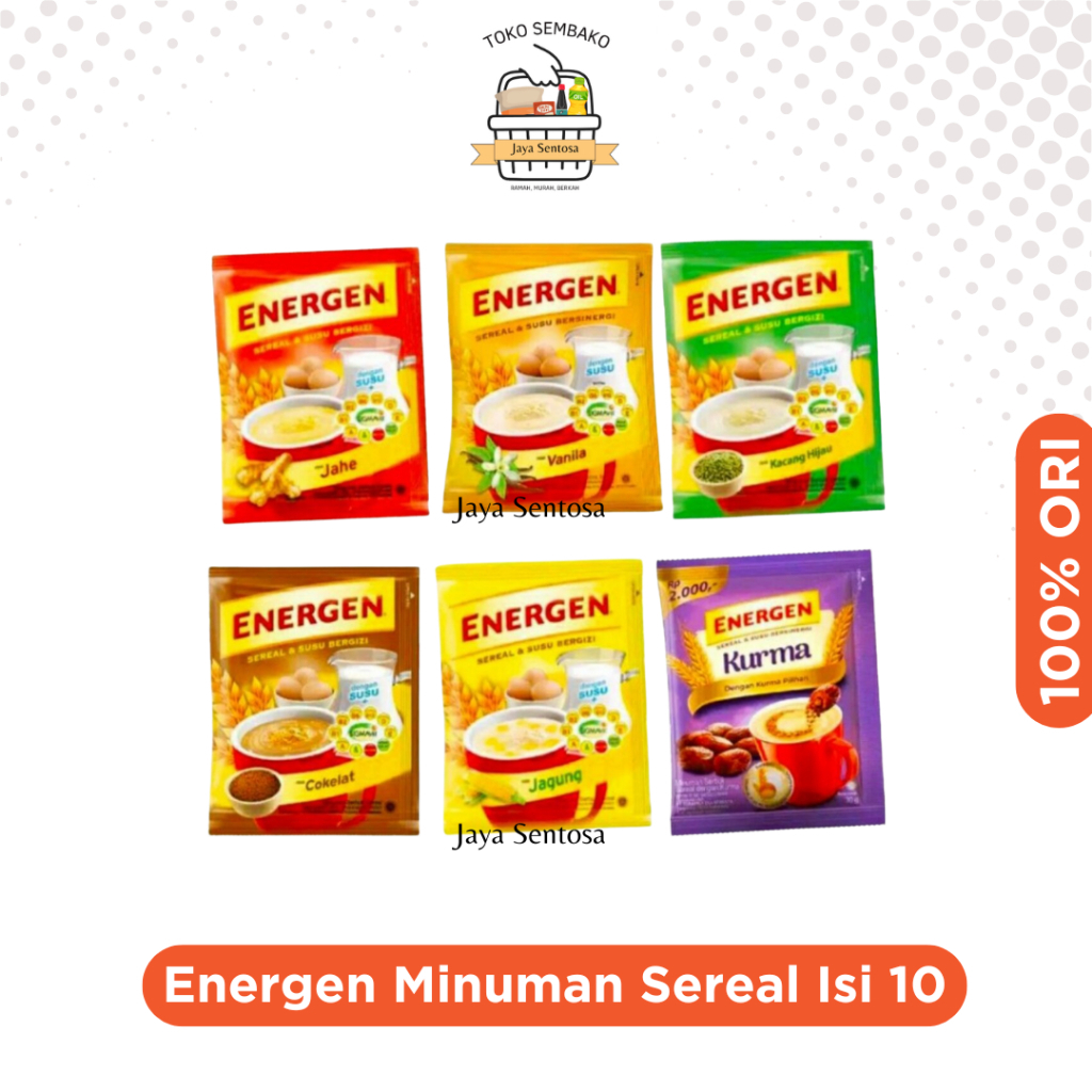 

Energen Cereal Sereal All Varian - Vanilla / Coklat / Kacang Hijau / Jahe / Kurma