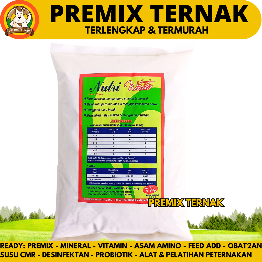 NUTRI WHITE 1 KG Susu Hewan Ternak Sapi kambing Domba Pedet Cempe