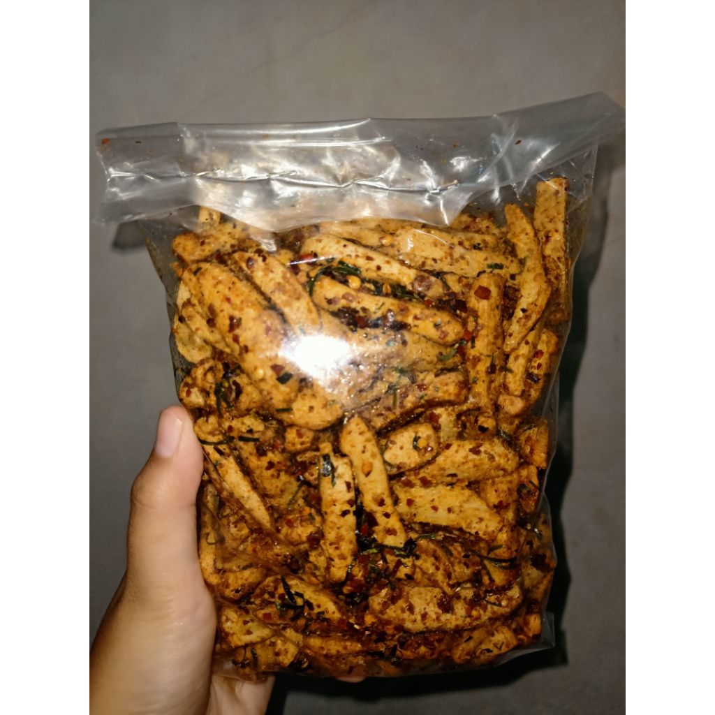 

Basreng Pedas kencur daun jeruk, basreng renyah pedas