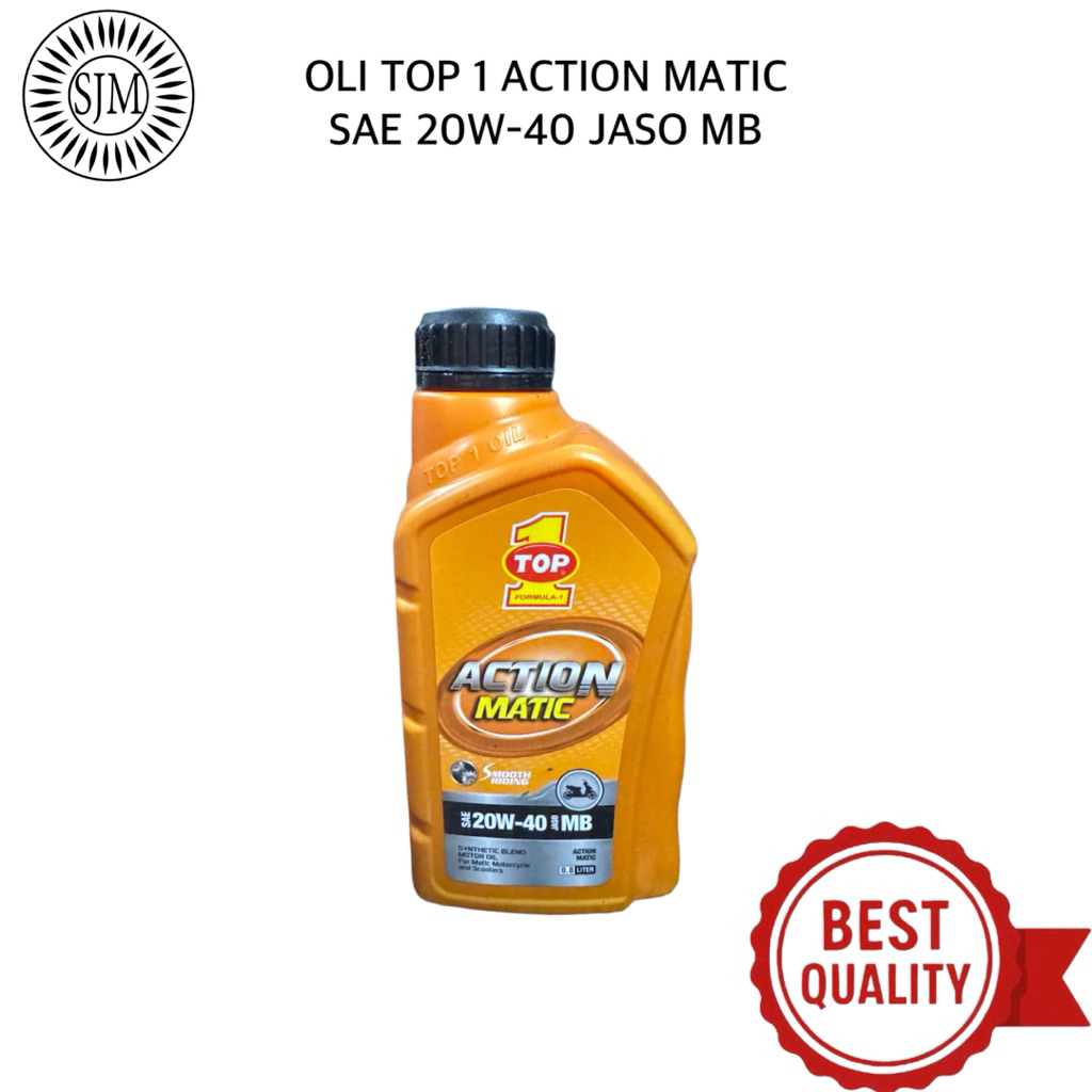 OLI TOP 1 ACTION MATIC 20W-40 MB – Oli Mesin Motor Matic 0.8 Liter (JASO MB)