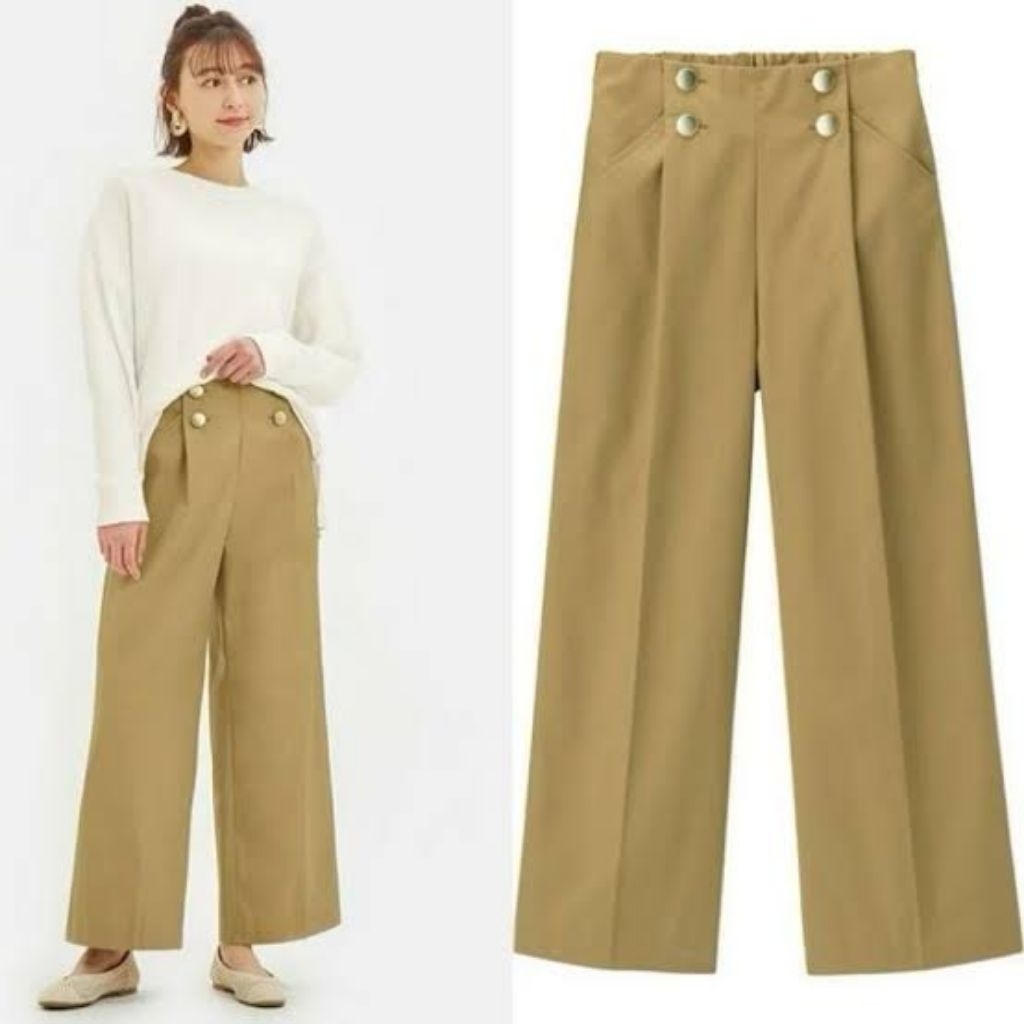 Highwaist GU Uniqlo wide leg trousers celana kulot