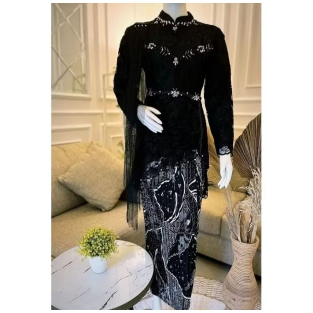 ONE SET KEBAYA CANTIK ATASAN BAJU KEBAYA BUTTERFLY PAYET TILLE SELENDANG JUMBO XXXXL LD 130 CM MIX R