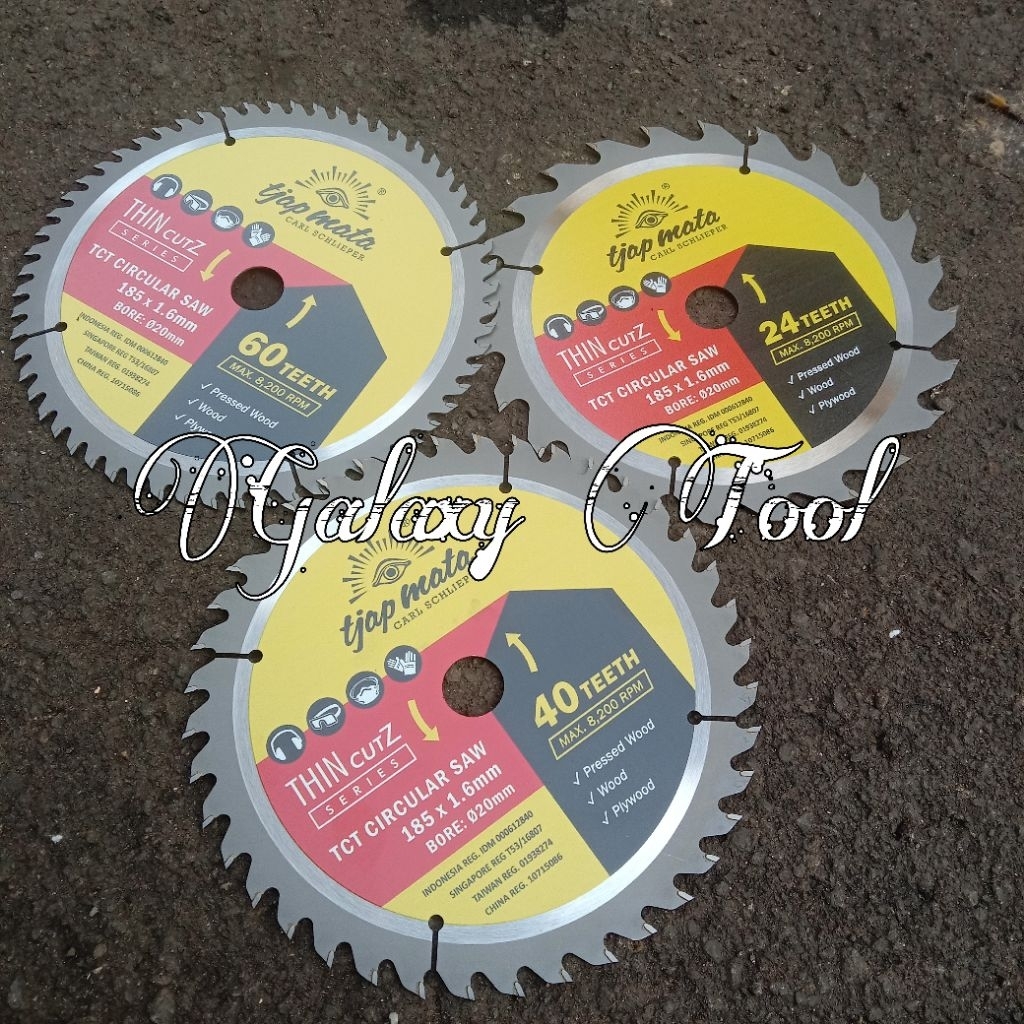 mata gergaji potong kayu 7 inch TCT 40 60 24 Teeth Tjap Mata Gergaji Sirker potong kayu Circular saw