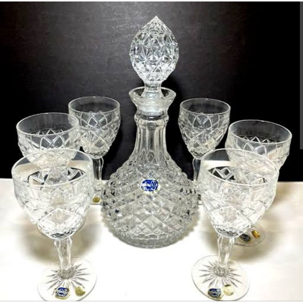 Bohemia Crystal Decanter Set made in Czech Original