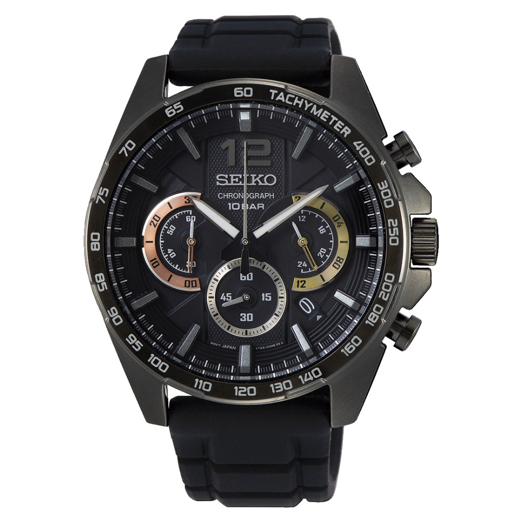 Seiko Chronograph SSB349P1 Neo Sport Black Dial Black Rubber Strap - Jam Tangan Seiko Original