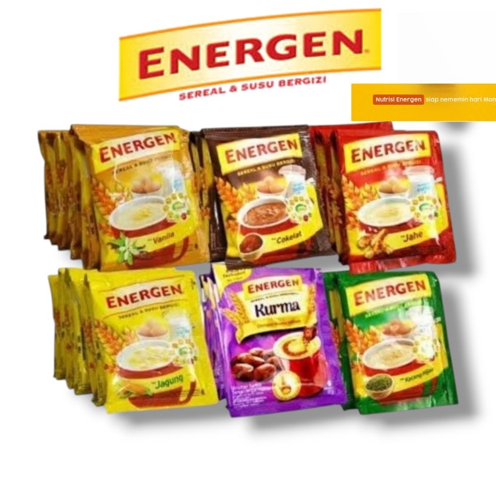 

Energen Sereal 4 Rasa (10 x 35g) – Coklat, Vanila, Jahe, Kacang Hijau | Minuman Bergizi & Praktis