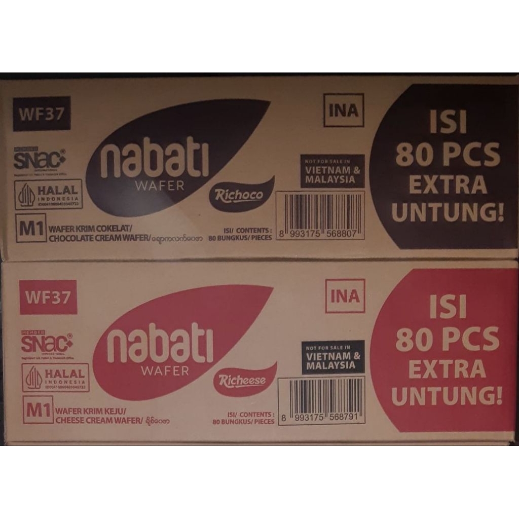 

(KEMASAN BARU BOSKUH)wafer NABATI WAFER 50GRAM 1 DUS/KARTON isi 80 Pcs All varian