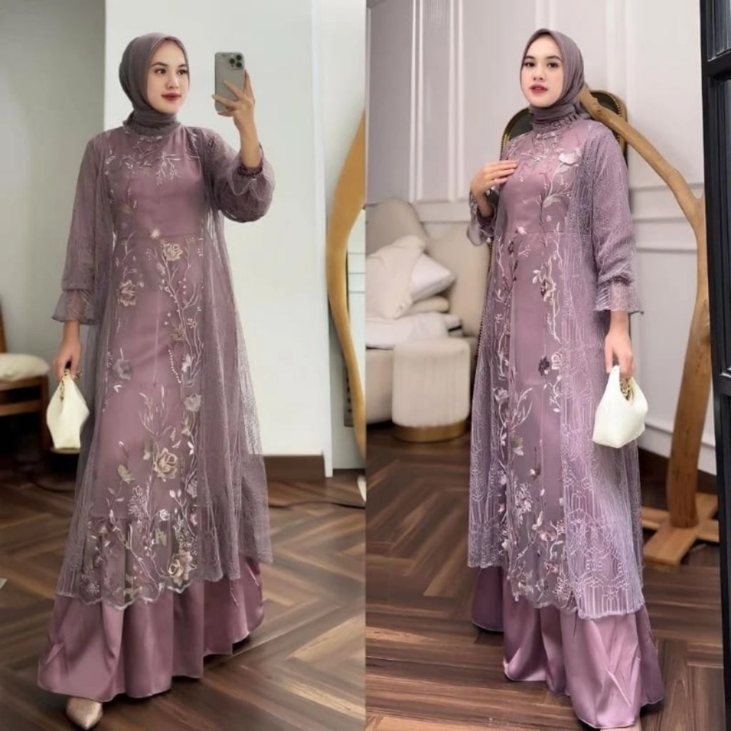 Fleksibel (ADA JUMBO) Batik Couple Gamis Brokat Terbaru Couple Kondangan Couple Tunangan Modern